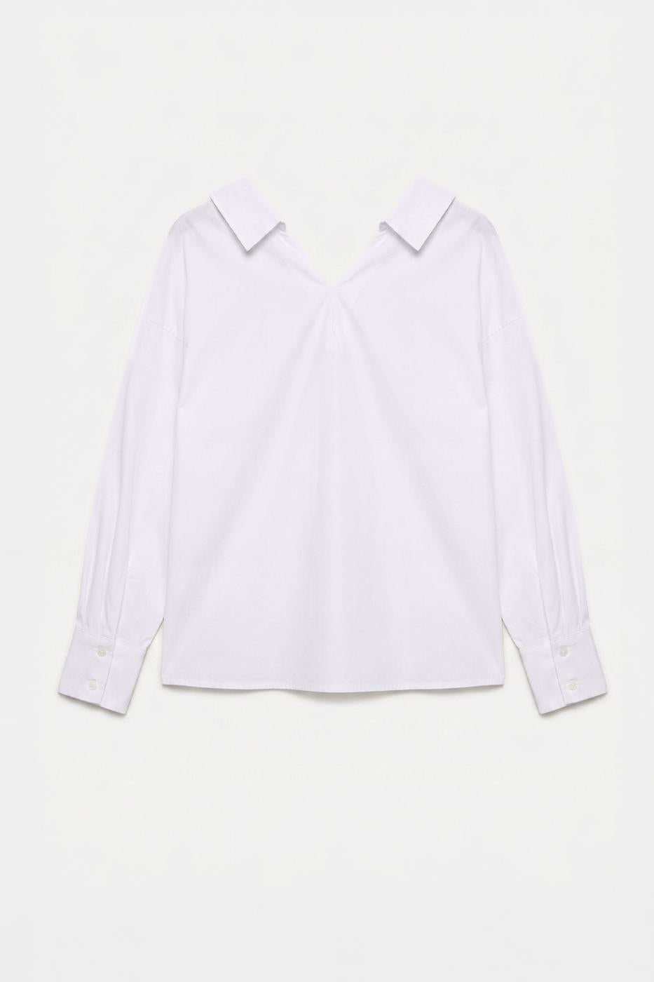 100% Cotton Open Collar Shirt White