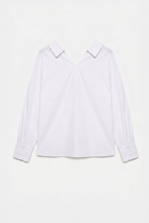 100% Cotton Open Collar Shirt White