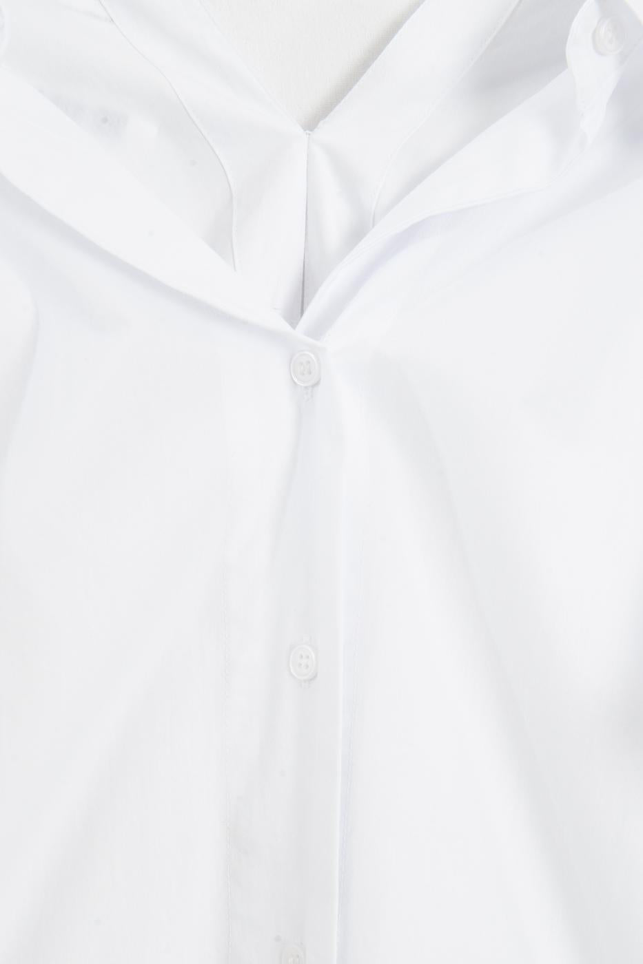 100% Cotton Open Collar Shirt White