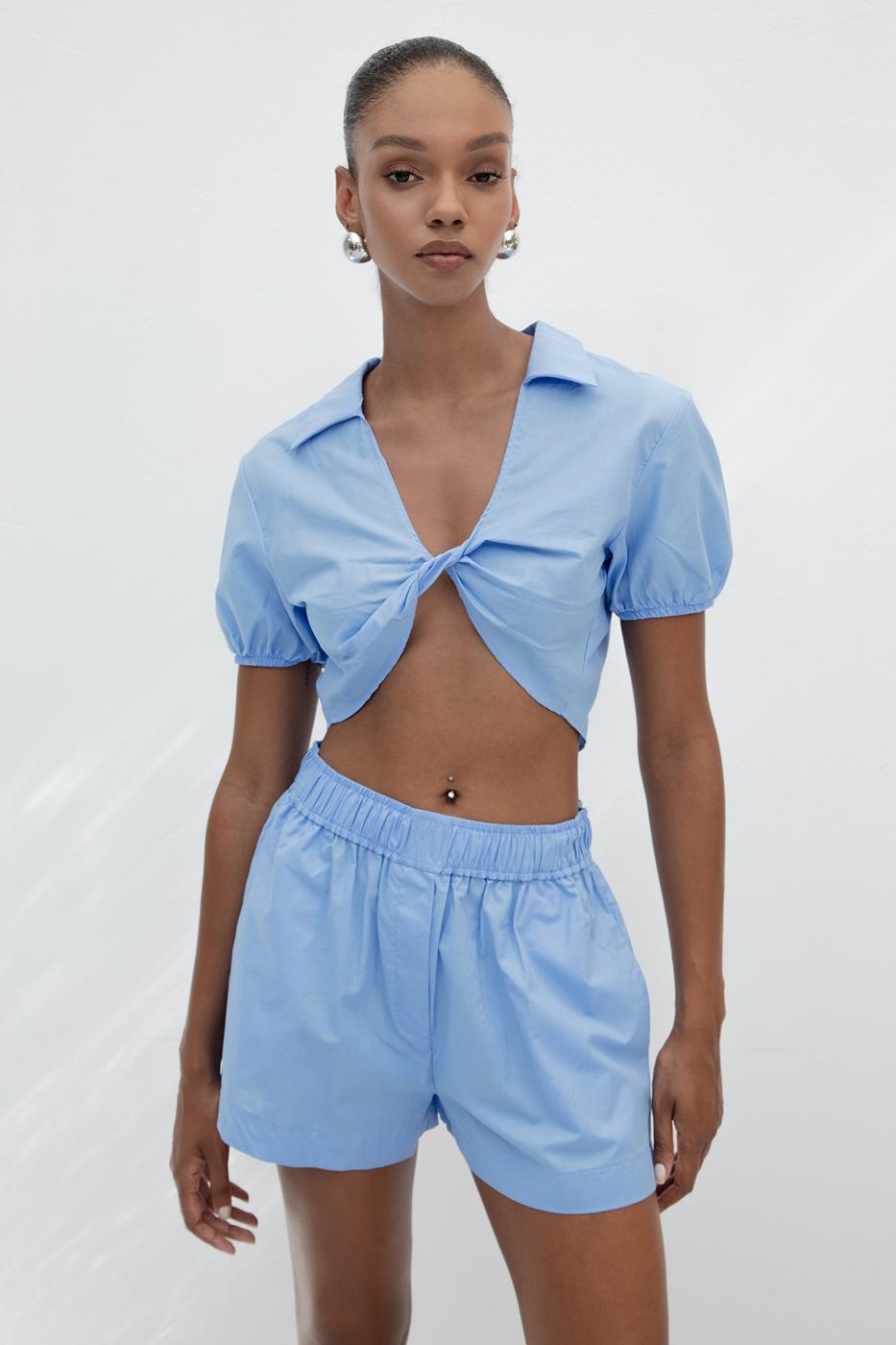 100% Cotton Twist Crop Blouse
