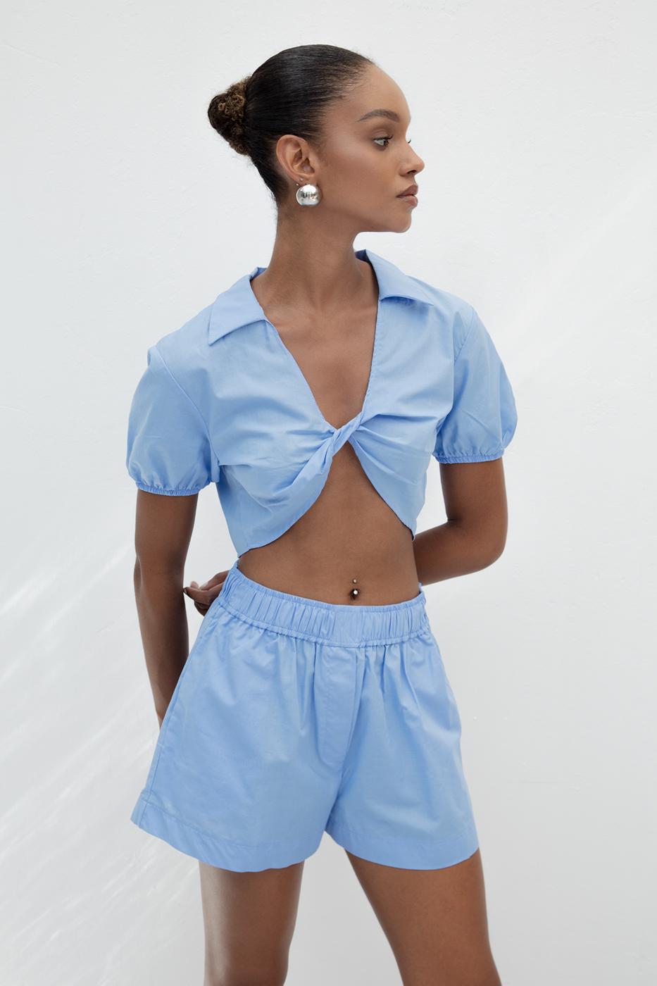 100% Cotton Twist Crop Blouse