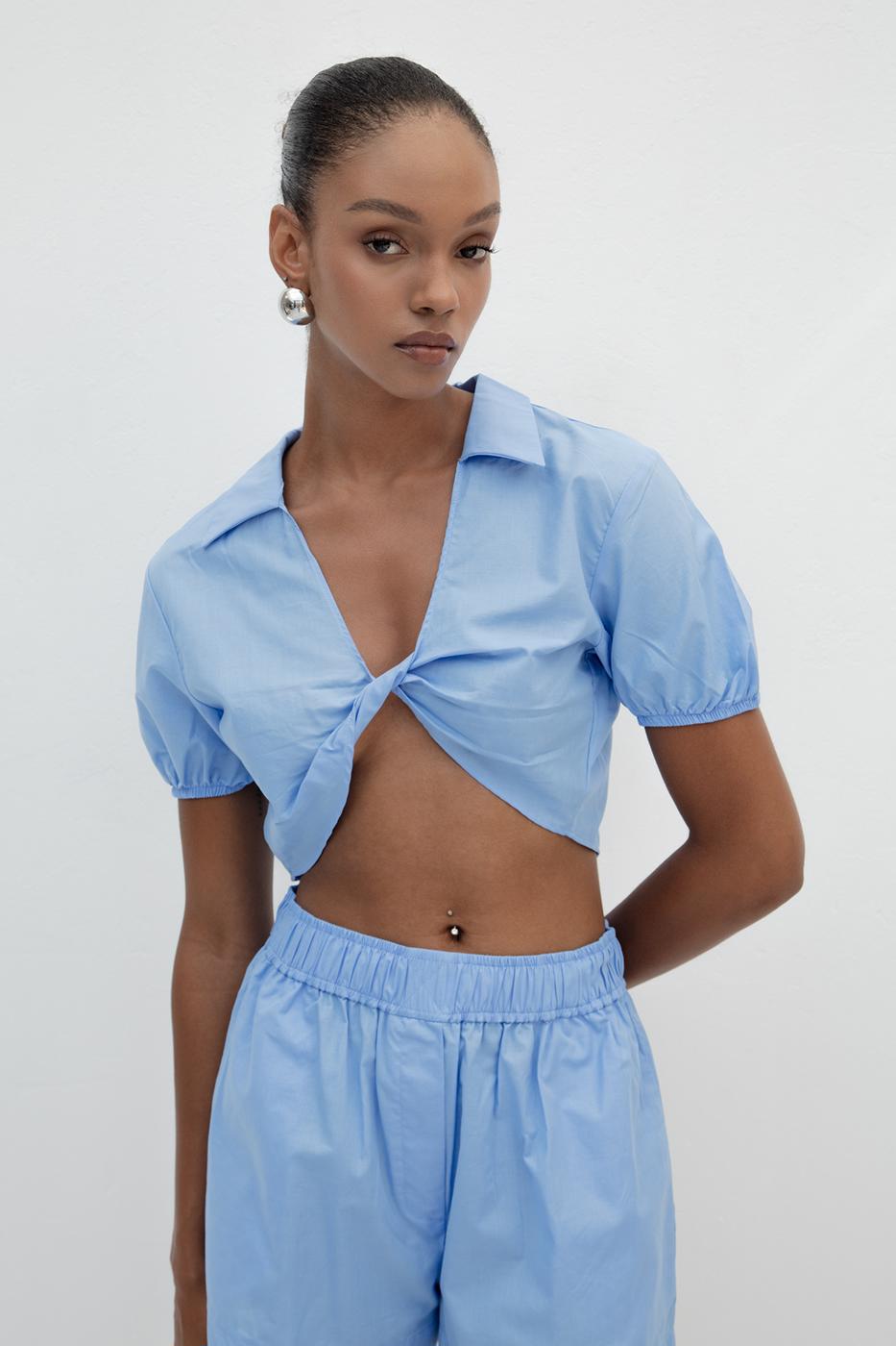 100% Cotton Twist Crop Blouse
