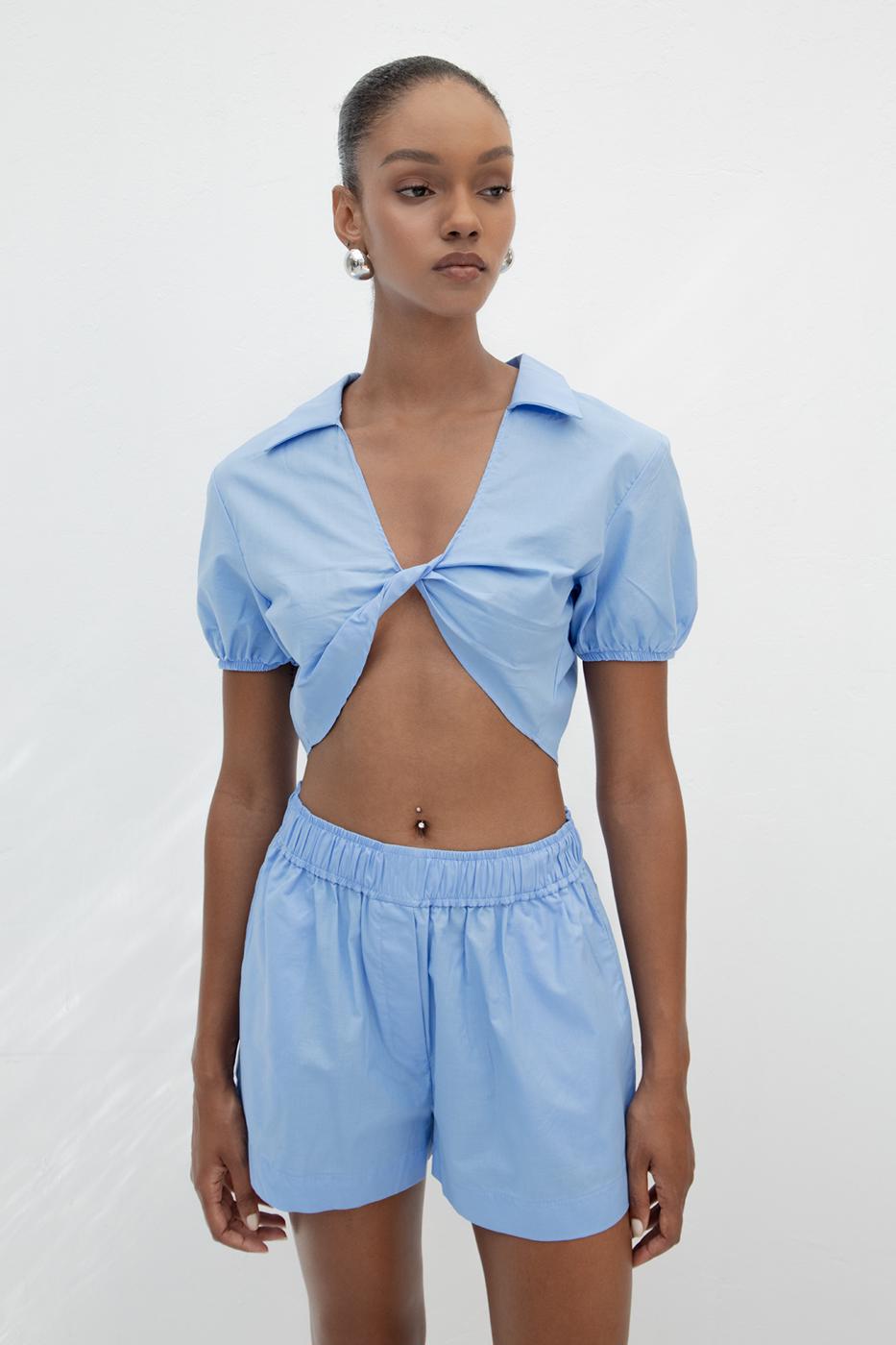 100% Cotton Twist Crop Blouse