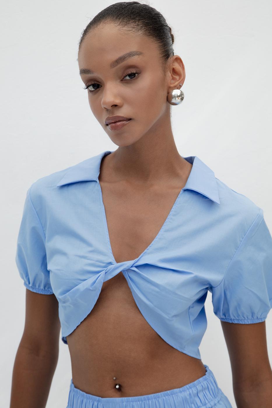 100% Cotton Twist Crop Blouse