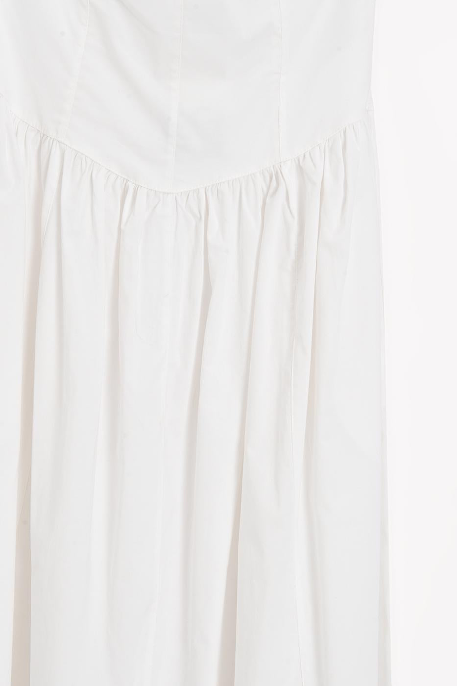 100% Cotton Strapless Midi Dress White