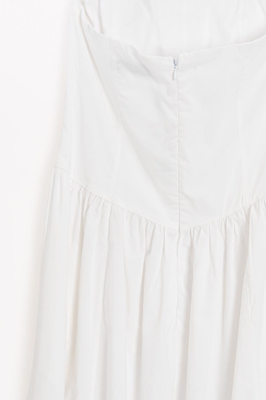100% Cotton Strapless Midi Dress White