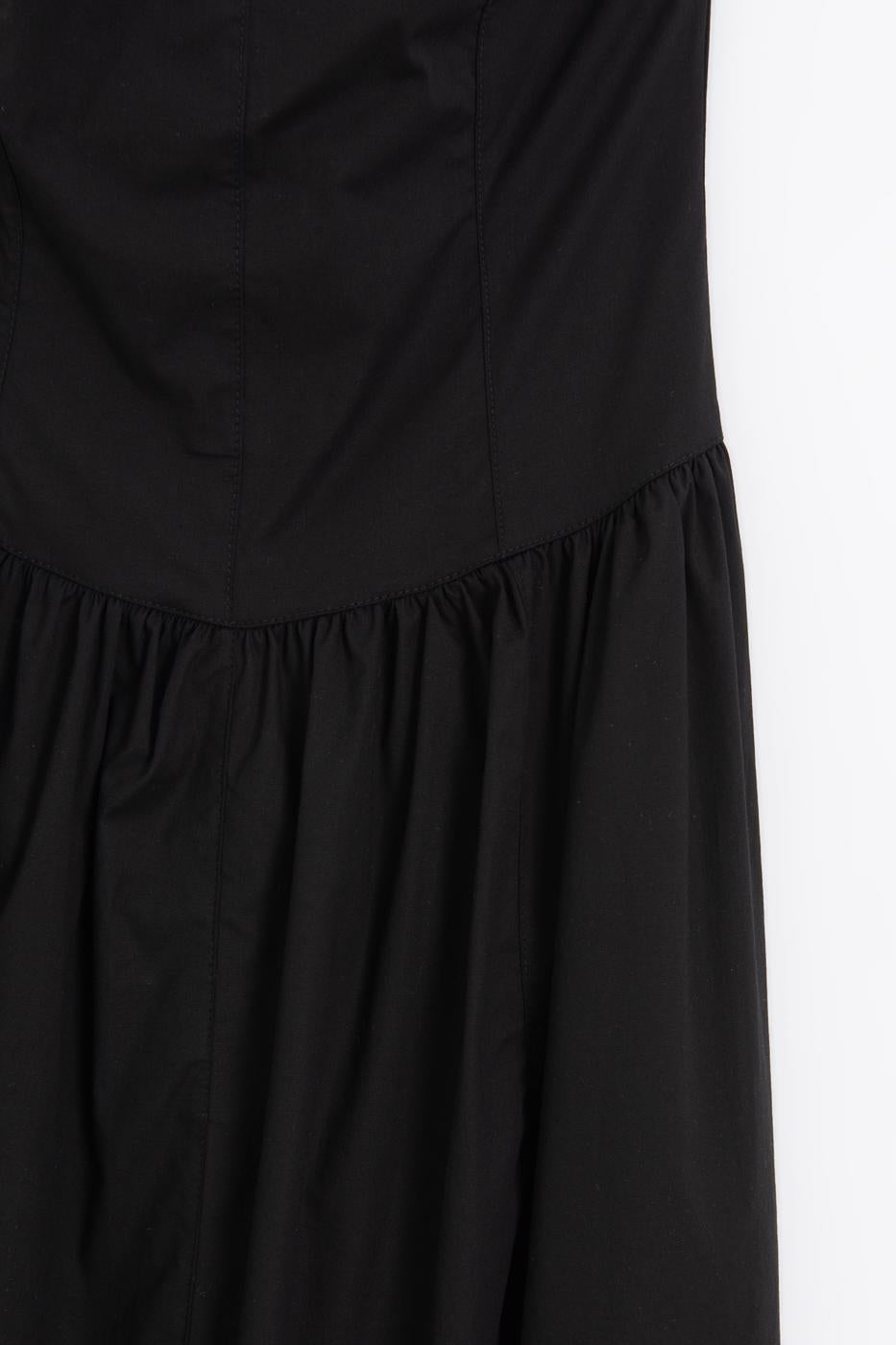 100% Cotton Strapless Midi Dress Black