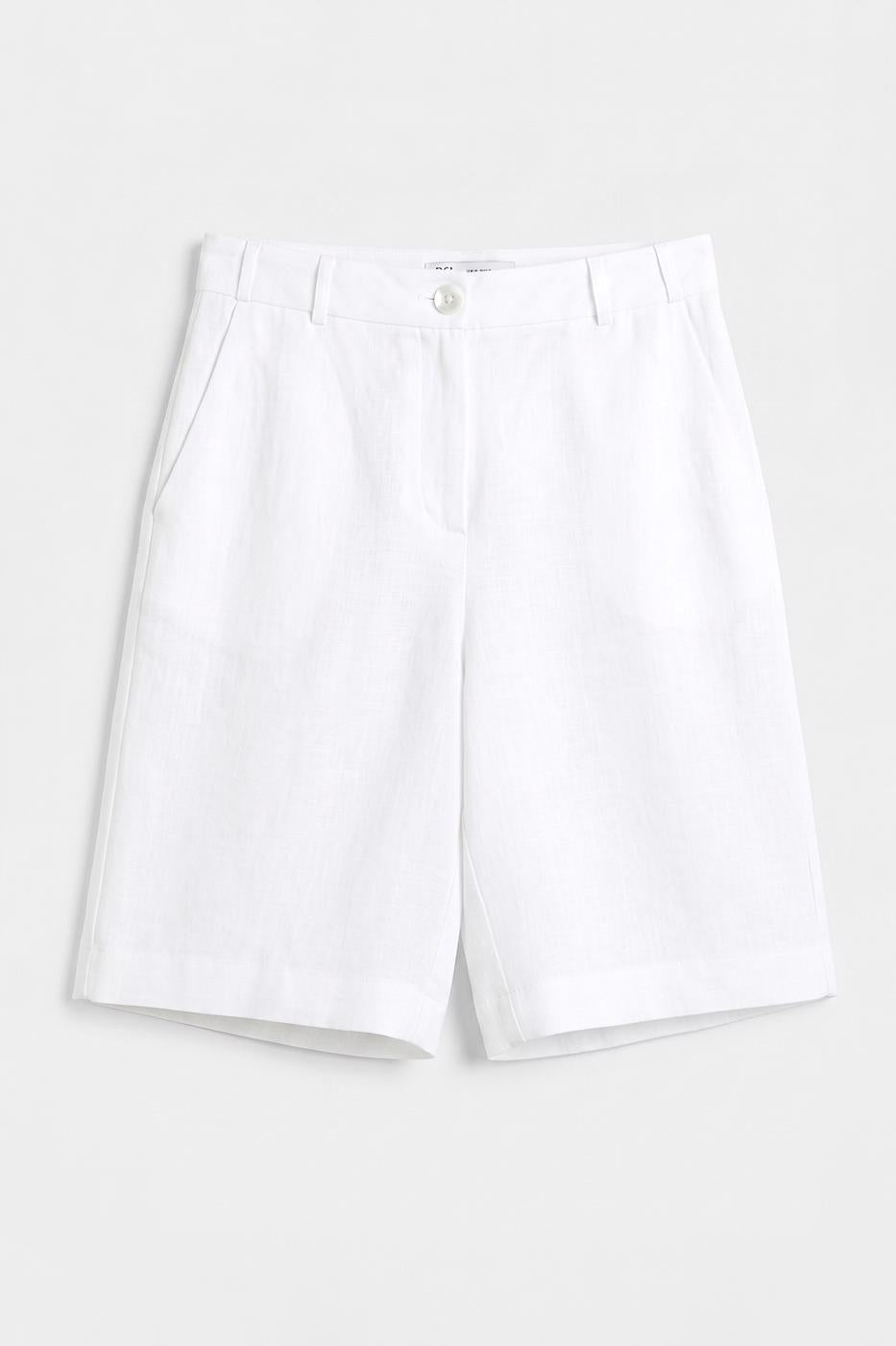 100% Linen Bermuda Shorts White