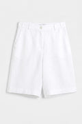 100% Linen Bermuda Shorts White