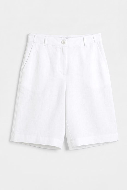 100% Linen Bermuda Shorts White