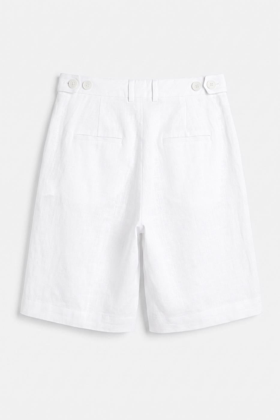100% Linen Bermuda Shorts White