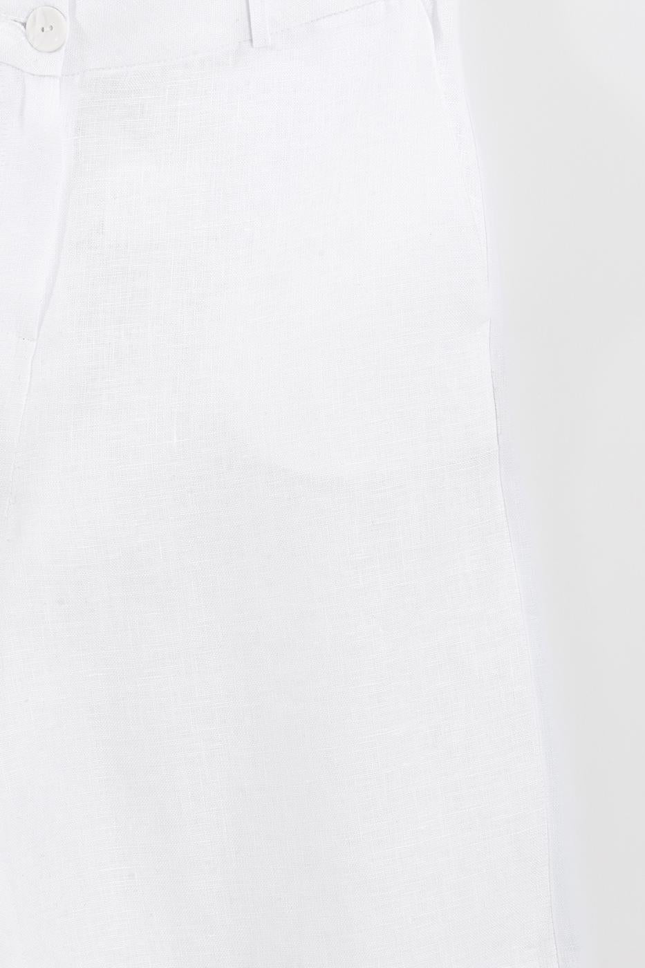100% Linen Bermuda Shorts White