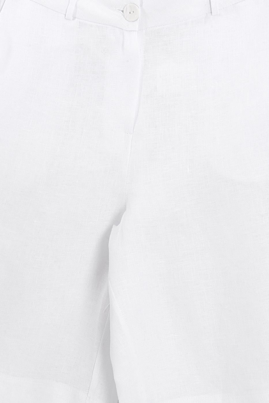 100% Linen Bermuda Shorts White