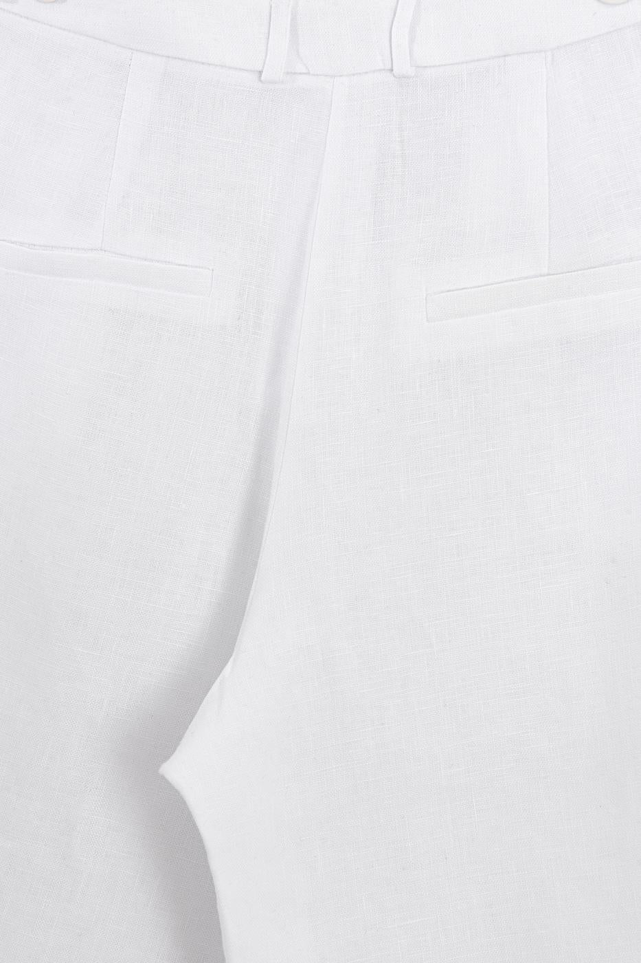 100% Linen Bermuda Shorts White