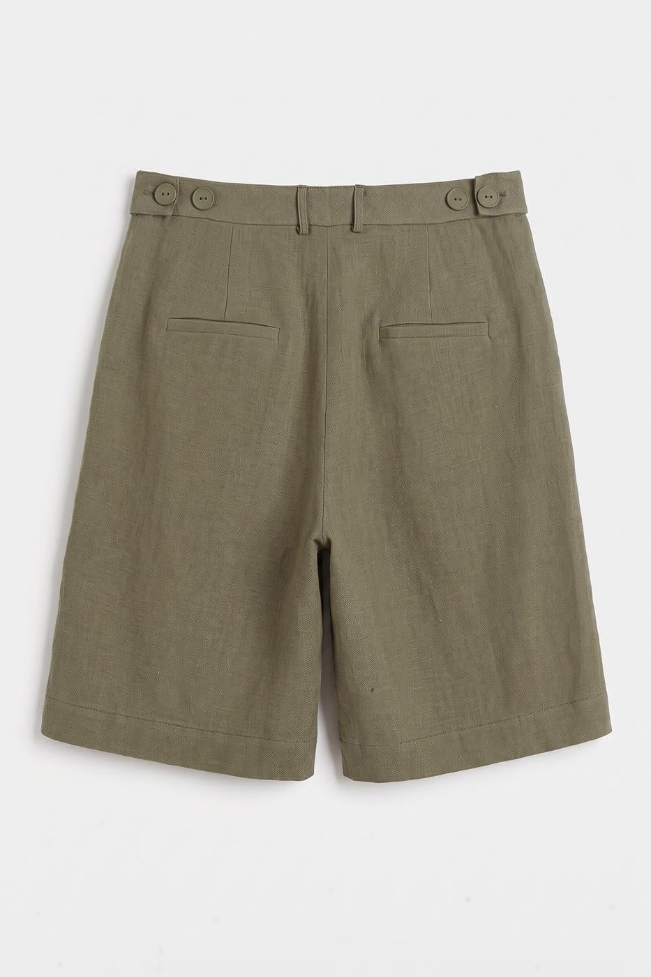 100% Linen Bermuda Shorts Khaki