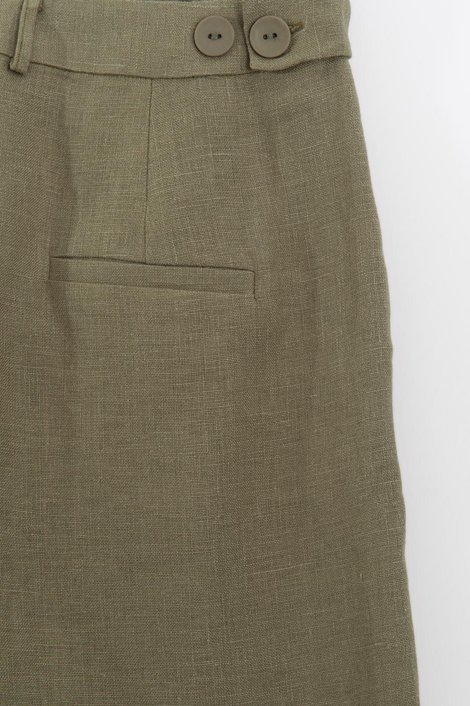 100% Linen Bermuda Shorts Khaki
