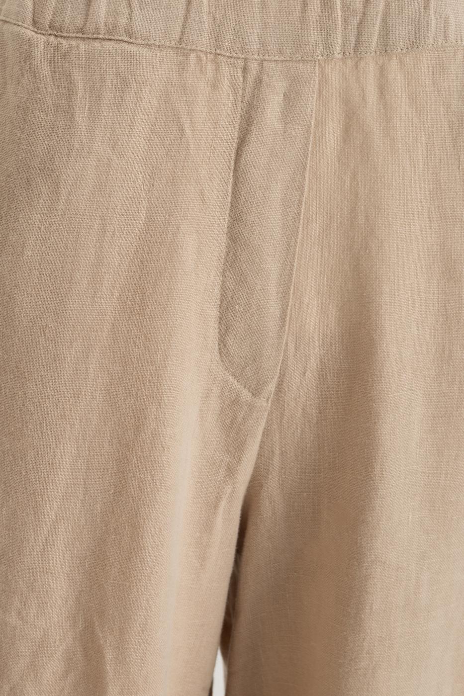 100% Linen Loose Trousers Beige