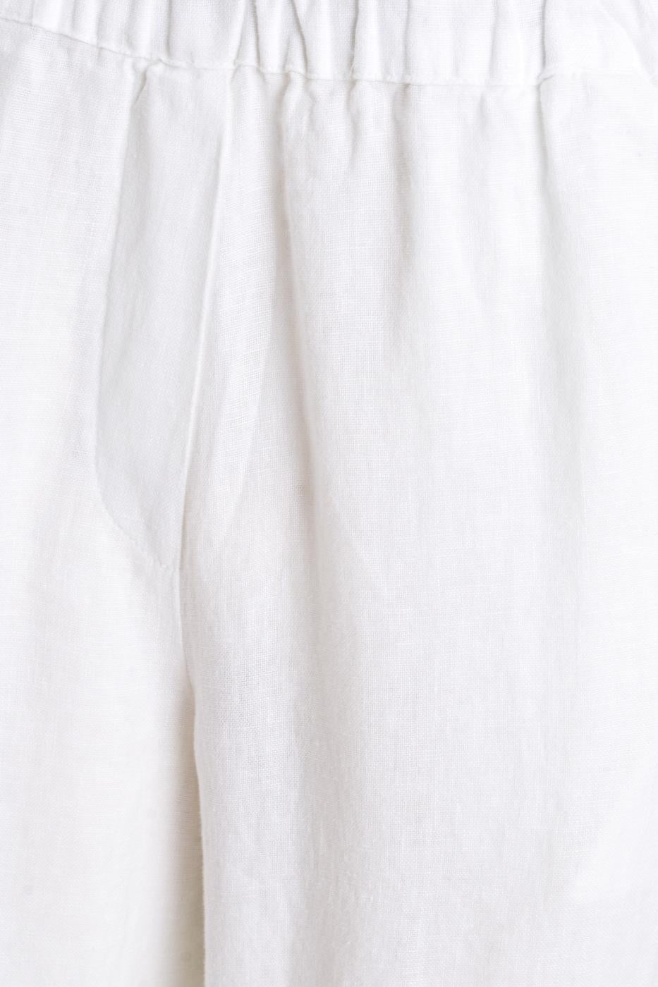 100% Linen Loose Trousers White