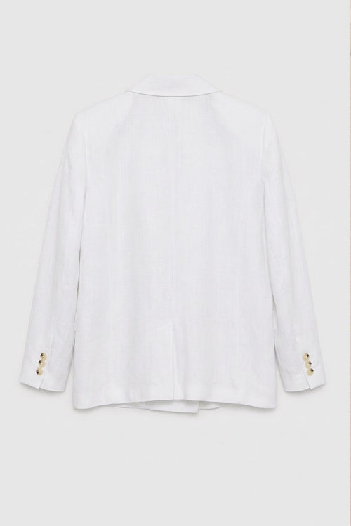100% Linen Double-Breasted Blazer Jacket White