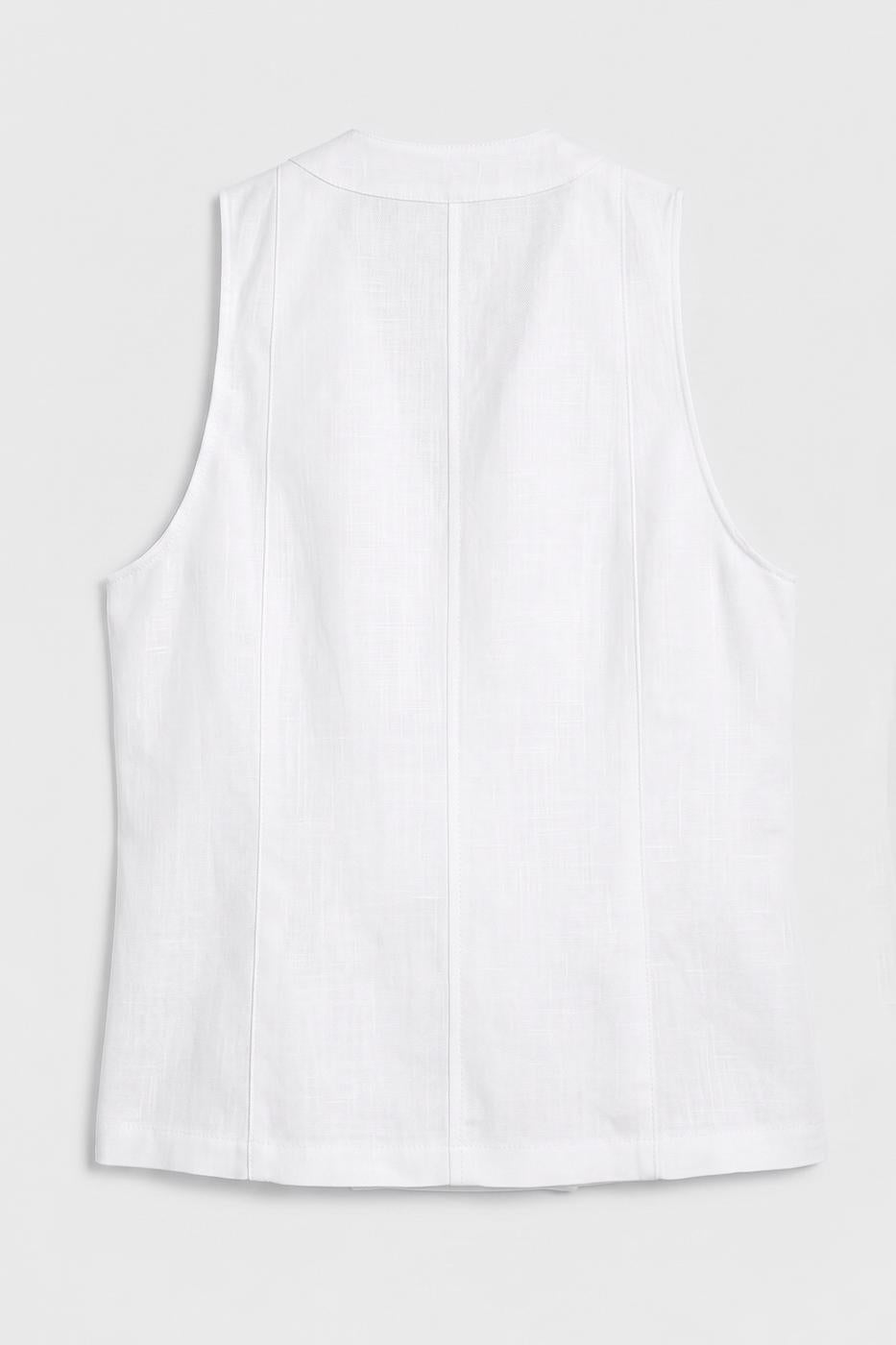 100% Linen Double-Breasted Vest White