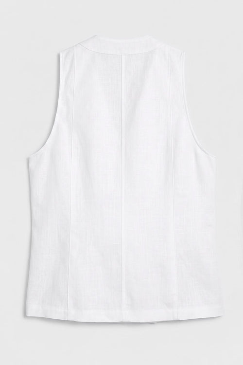 100% Linen Double-Breasted Vest White
