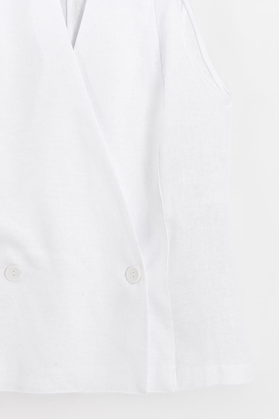 100% Linen Double-Breasted Vest White
