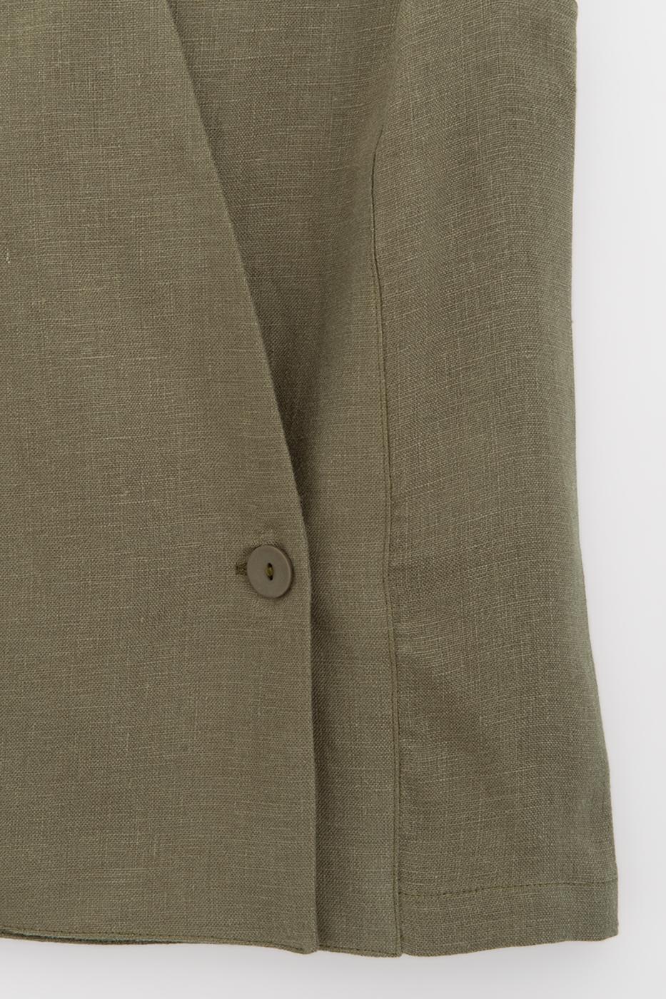 100% Linen Double-Breasted Vest Khaki