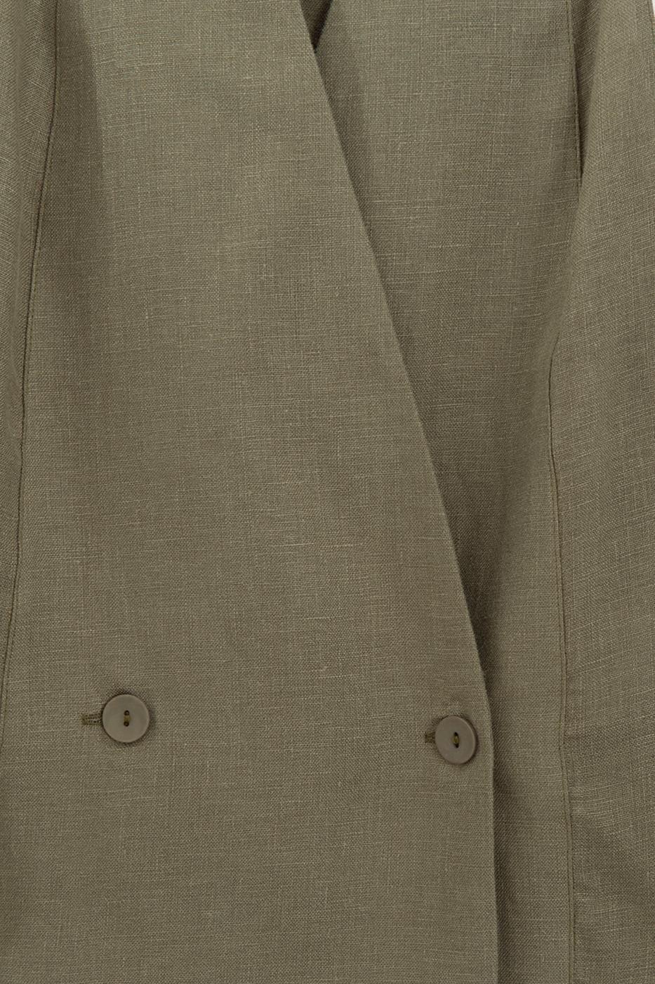 100% Linen Double-Breasted Vest Khaki