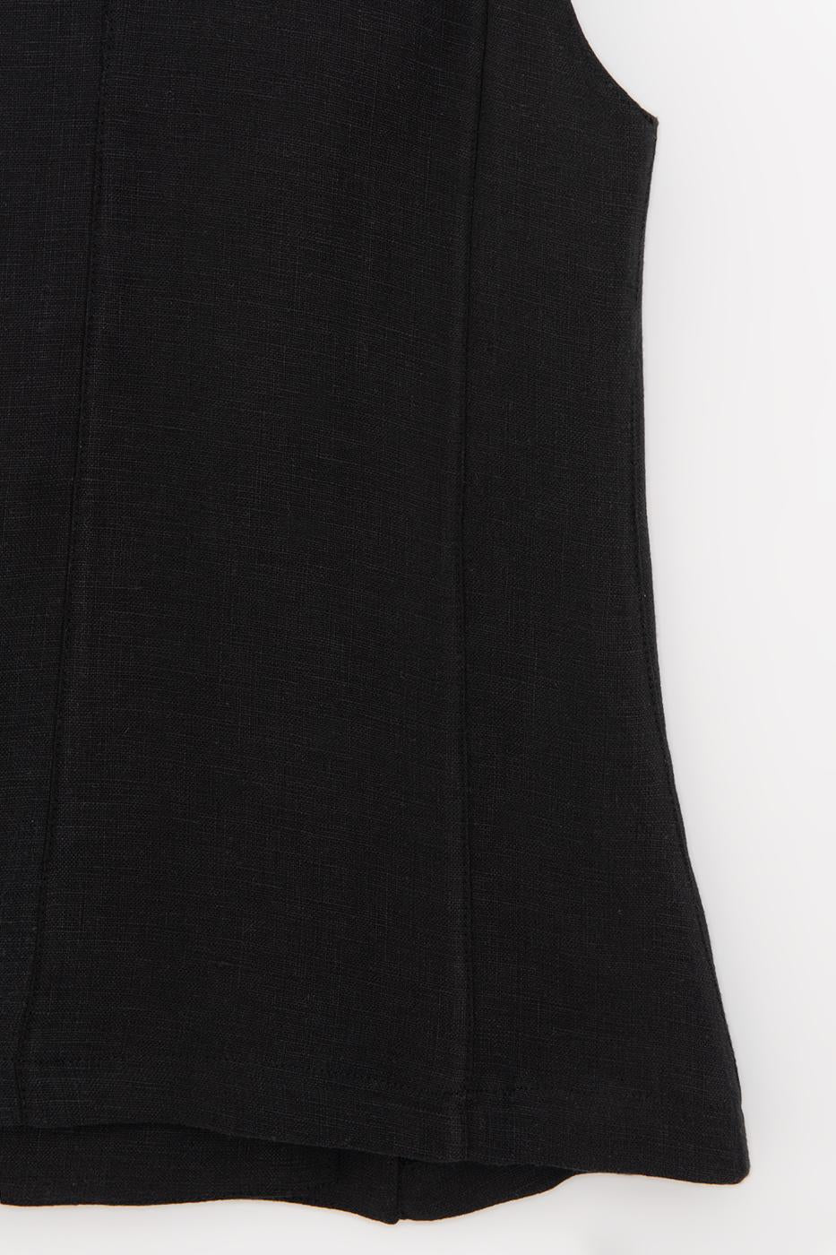 100% Linen Double-Breasted Vest Black