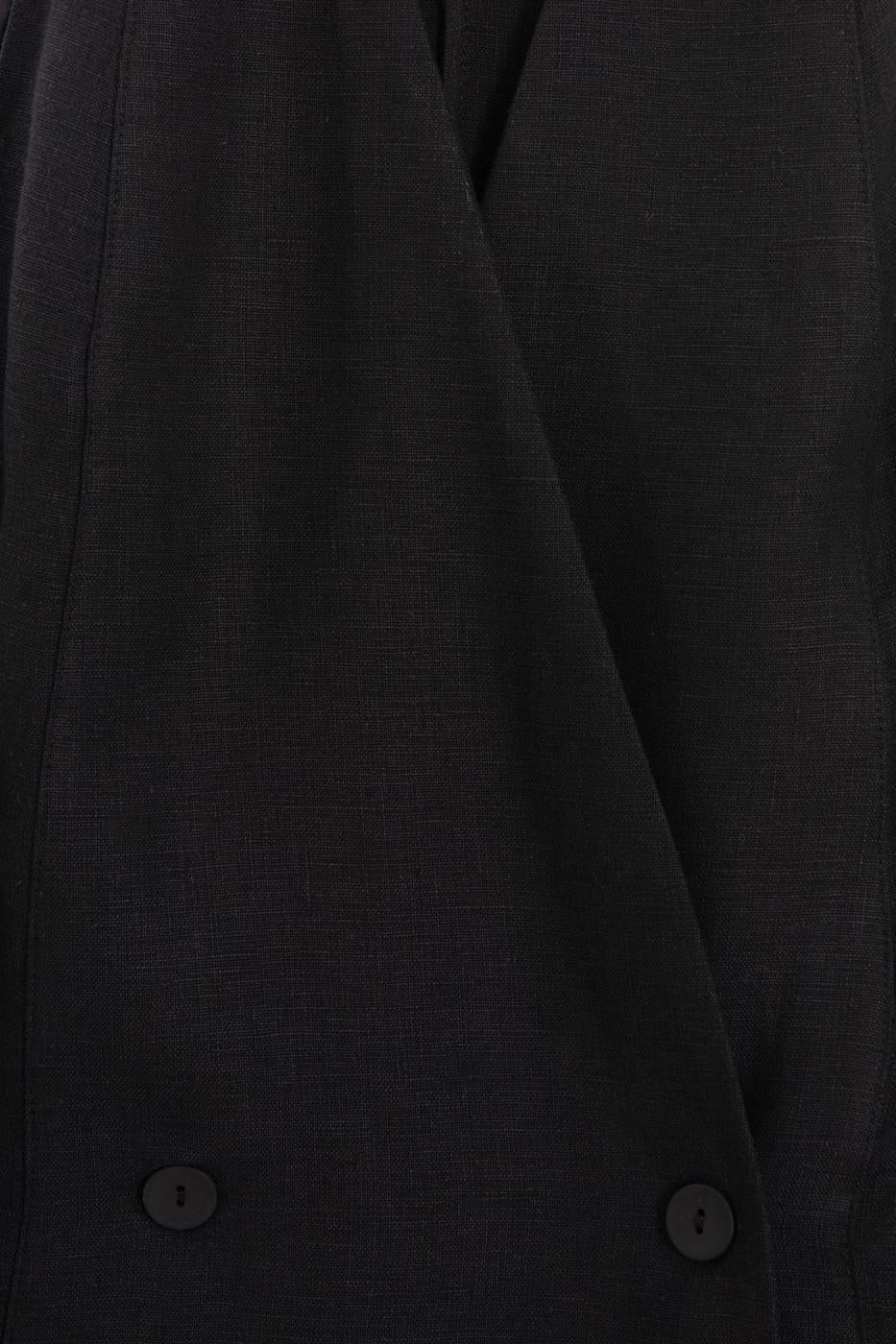 100% Linen Double-Breasted Vest Black