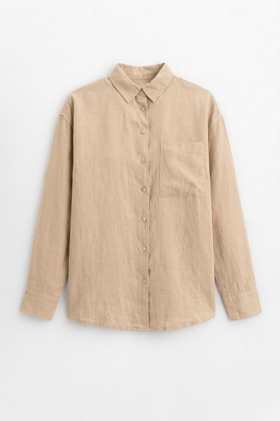 100% Linen Oversize Shirt Beige