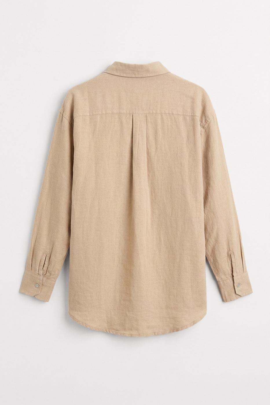 100% Linen Oversize Shirt Beige