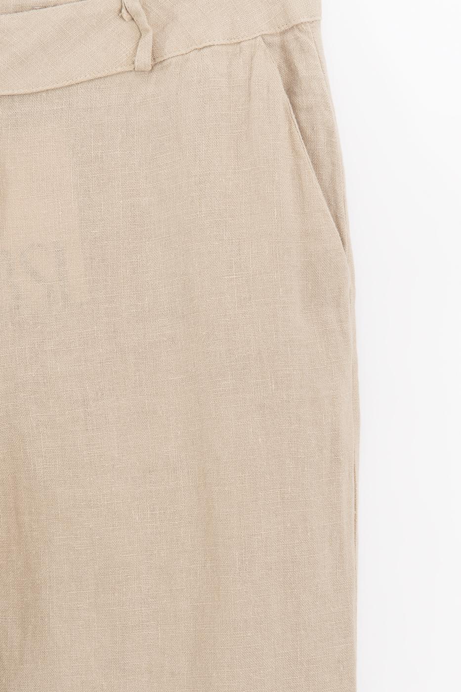 100% Linen Trousers Beige