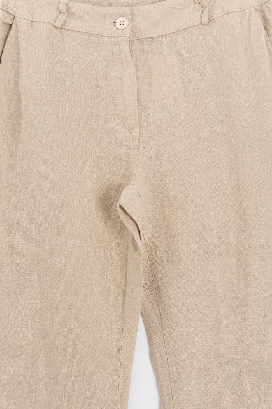 100% Linen Trousers Beige
