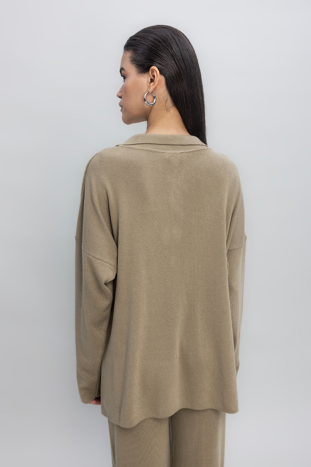 Yakalı Oversize Triko Kazak