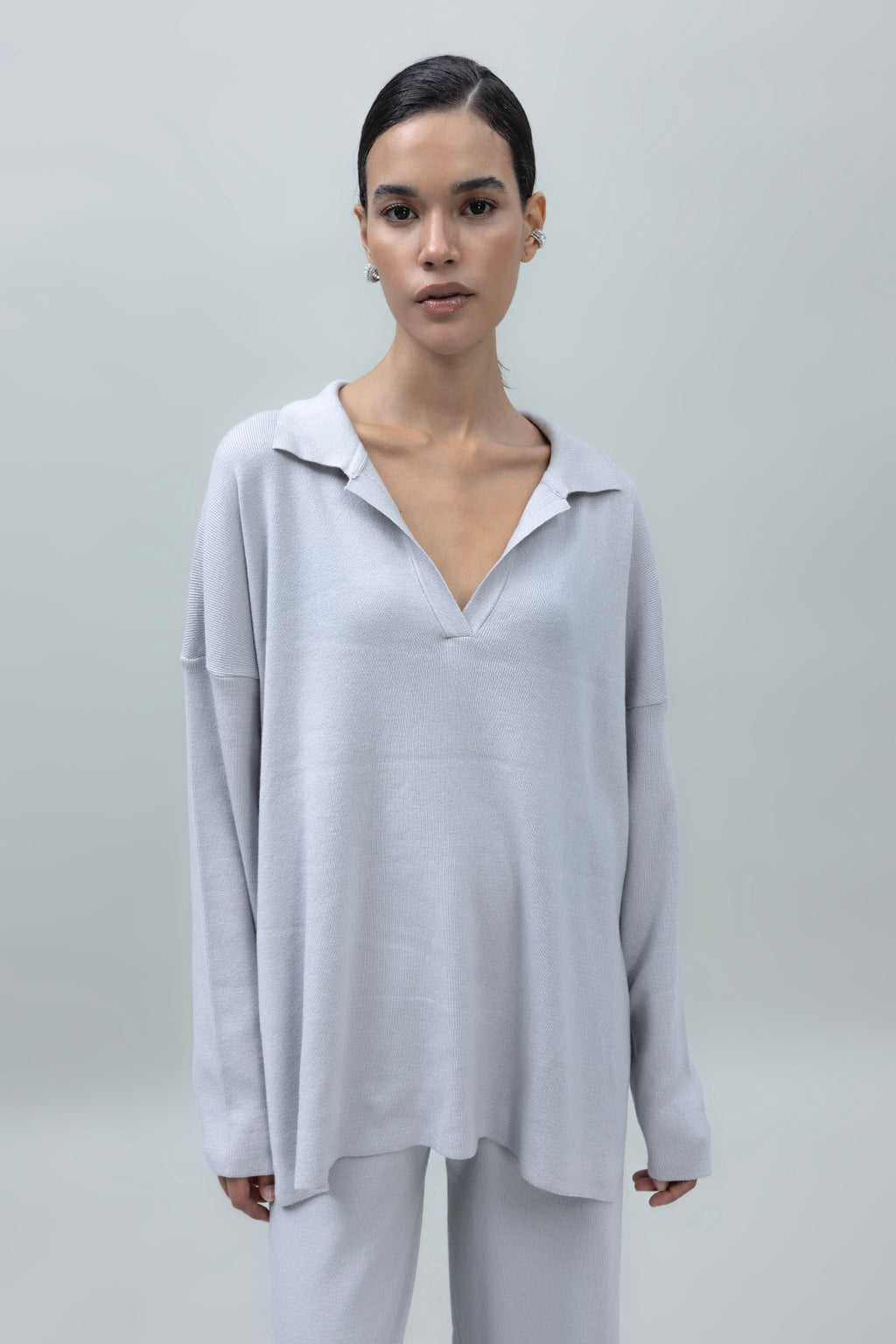 Yakalı Oversize Triko Kazak