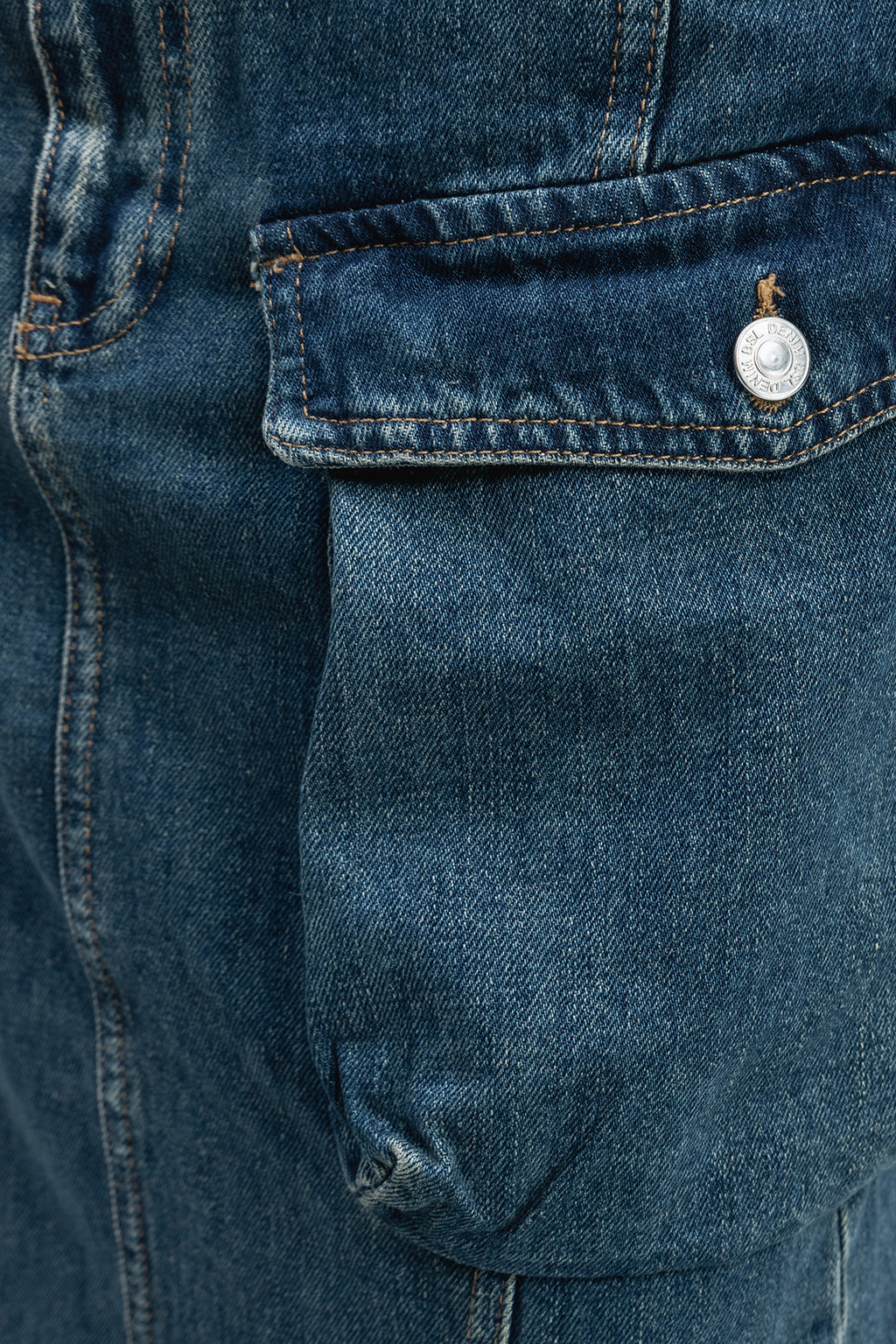 Kargo Cepli Maksi Denim Etek