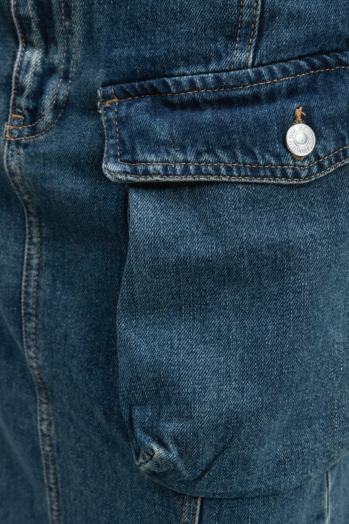 Kargo Cepli Maksi Denim Etek