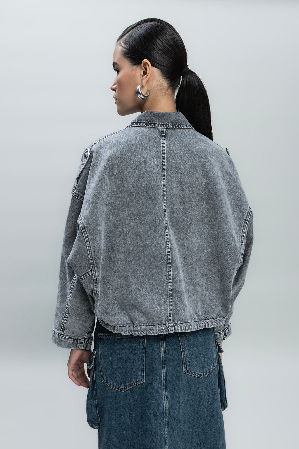 Yarasa Kollu Denim Mont
