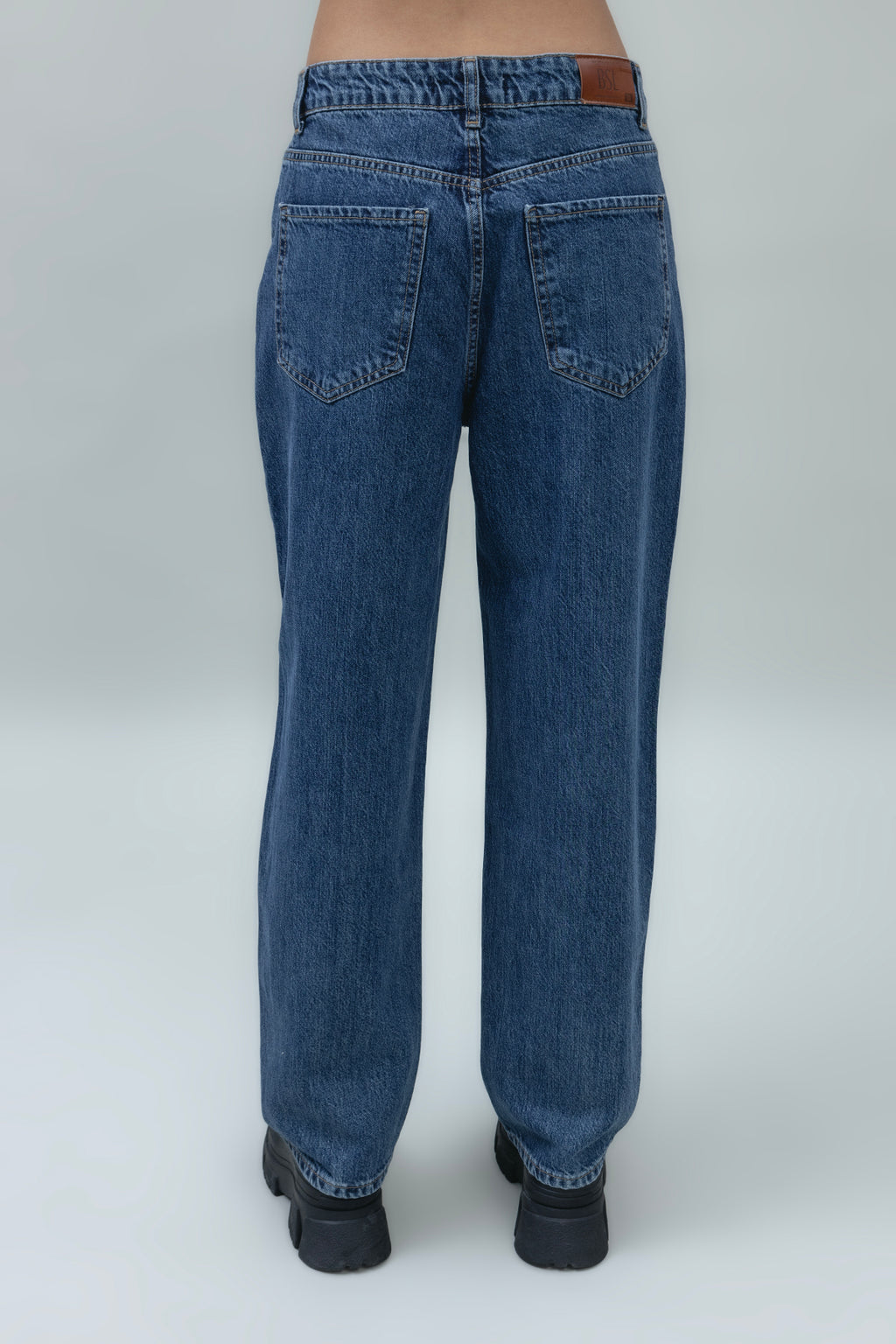 Regular Waist Straight Leg Denim Trousers