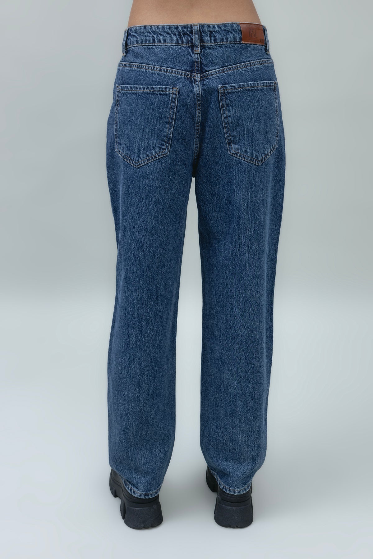Regular Waist Straight Leg Denim Trousers