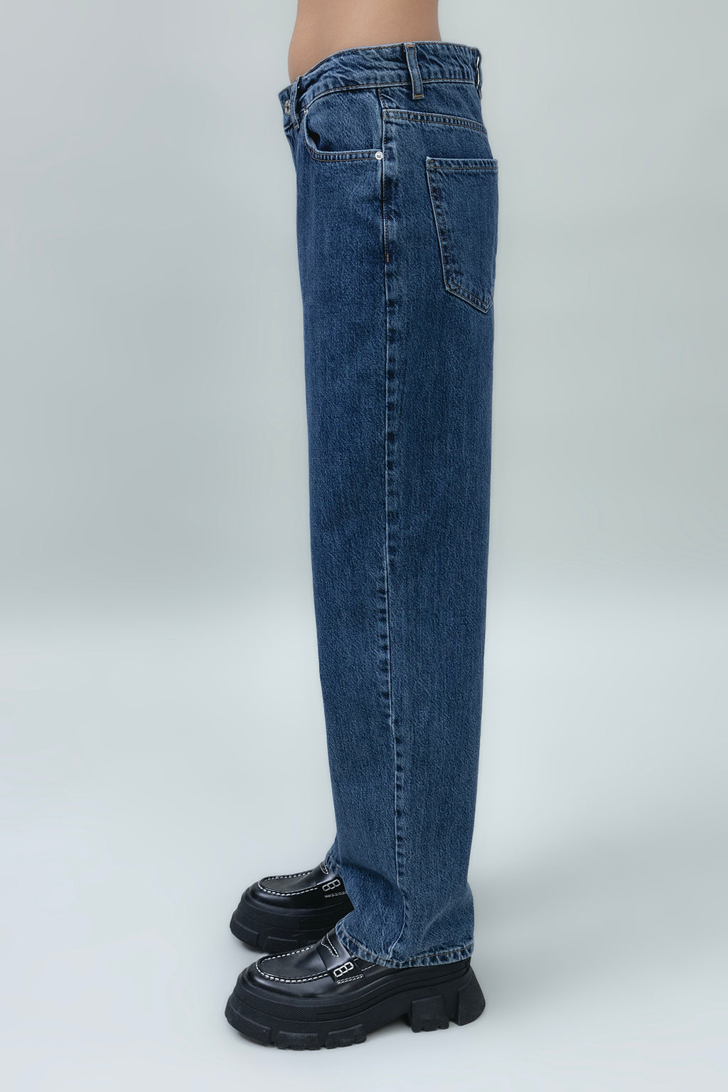 Regular Waist Straight Leg Denim Trousers