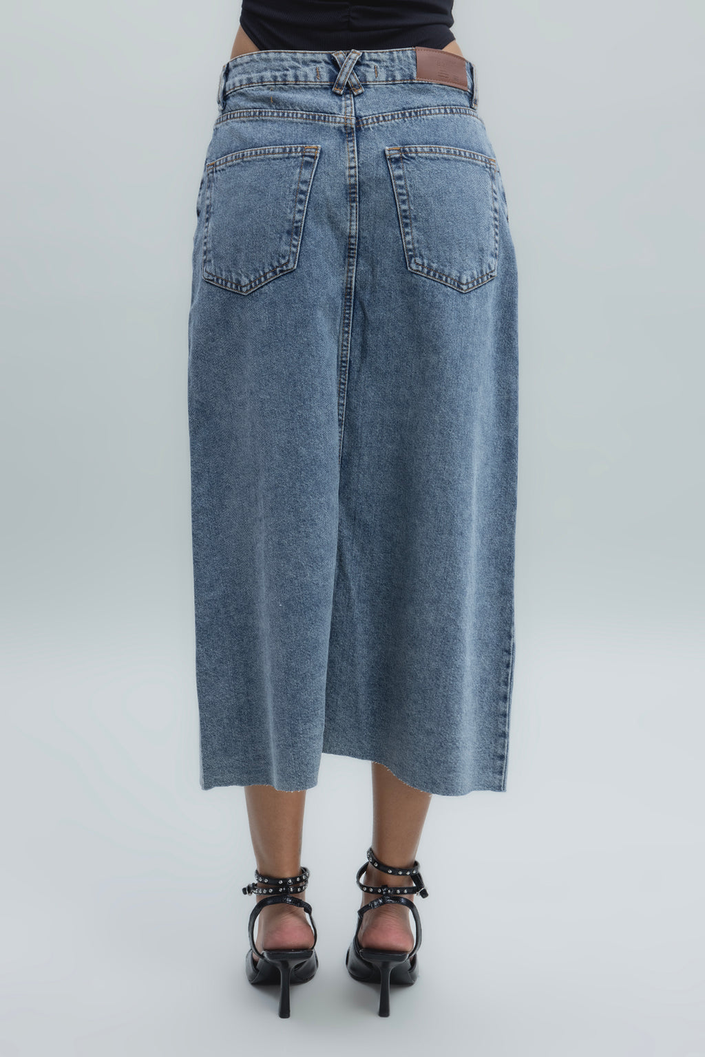 Yırtmaçlı Denim Etek