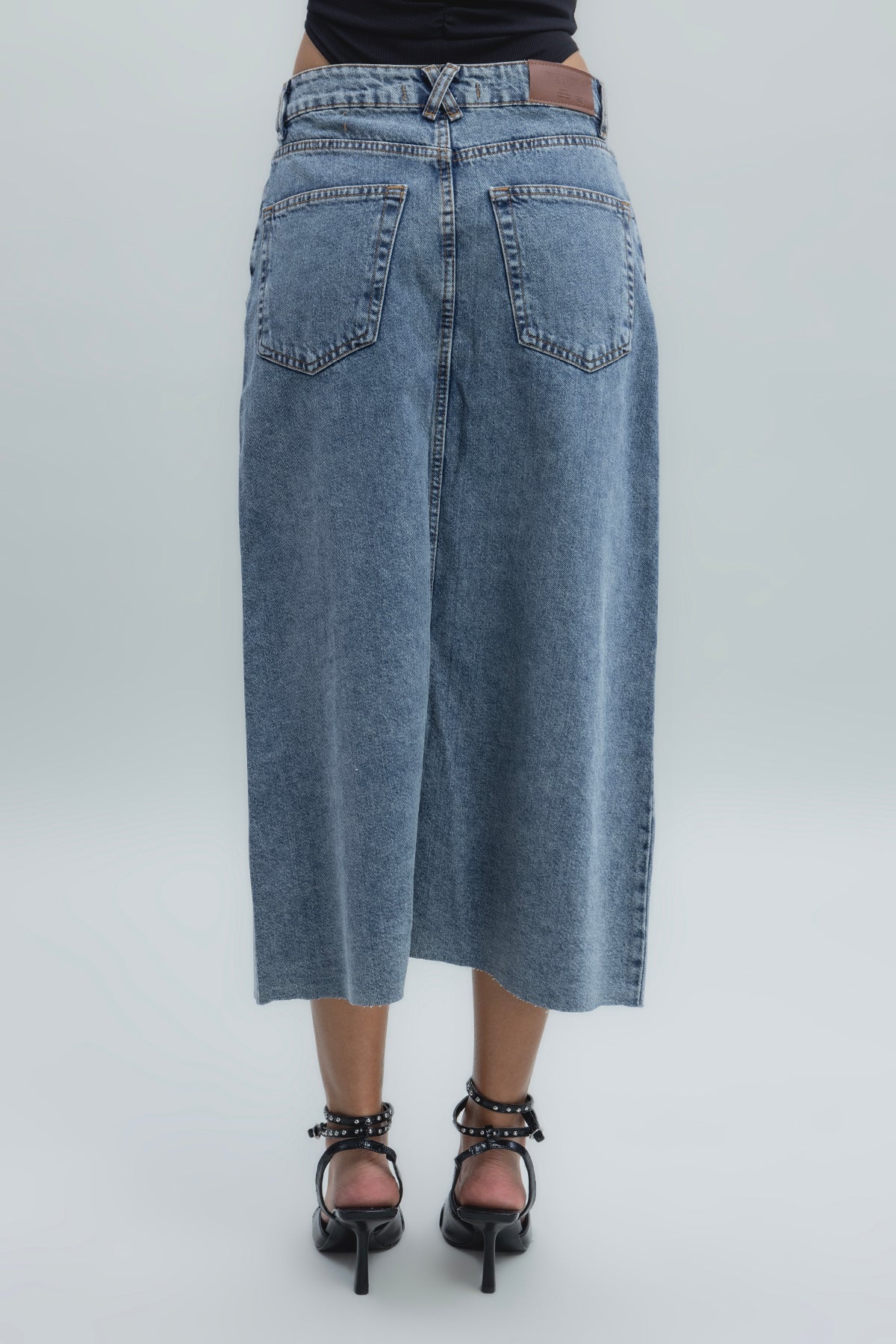 Yırtmaçlı Denim Etek