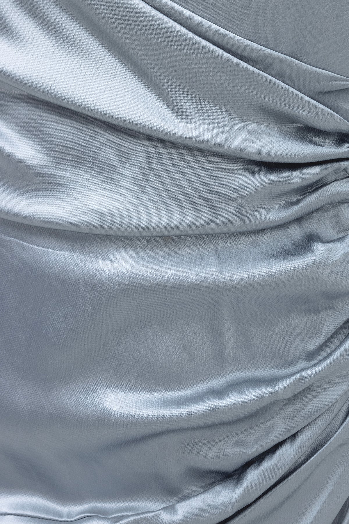 Satin Dress with Asymmetrical Hem Detail