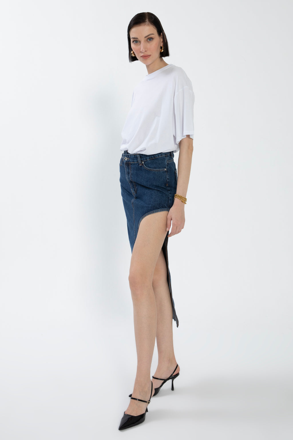 Cut Out Denim Skirt
