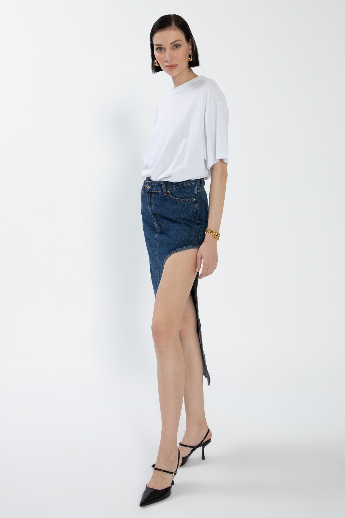 Cut Out Denim Skirt
