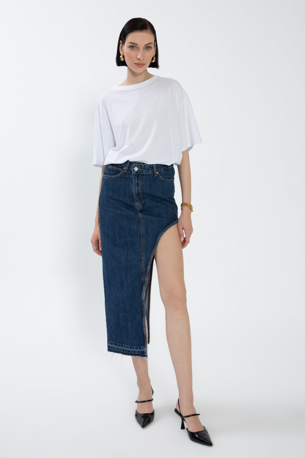 Cut Out Denim Skirt