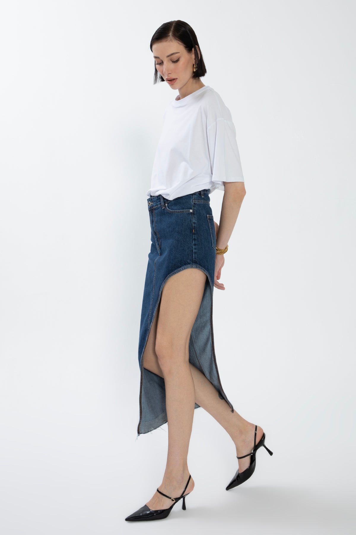 Cut Out Denim Skirt