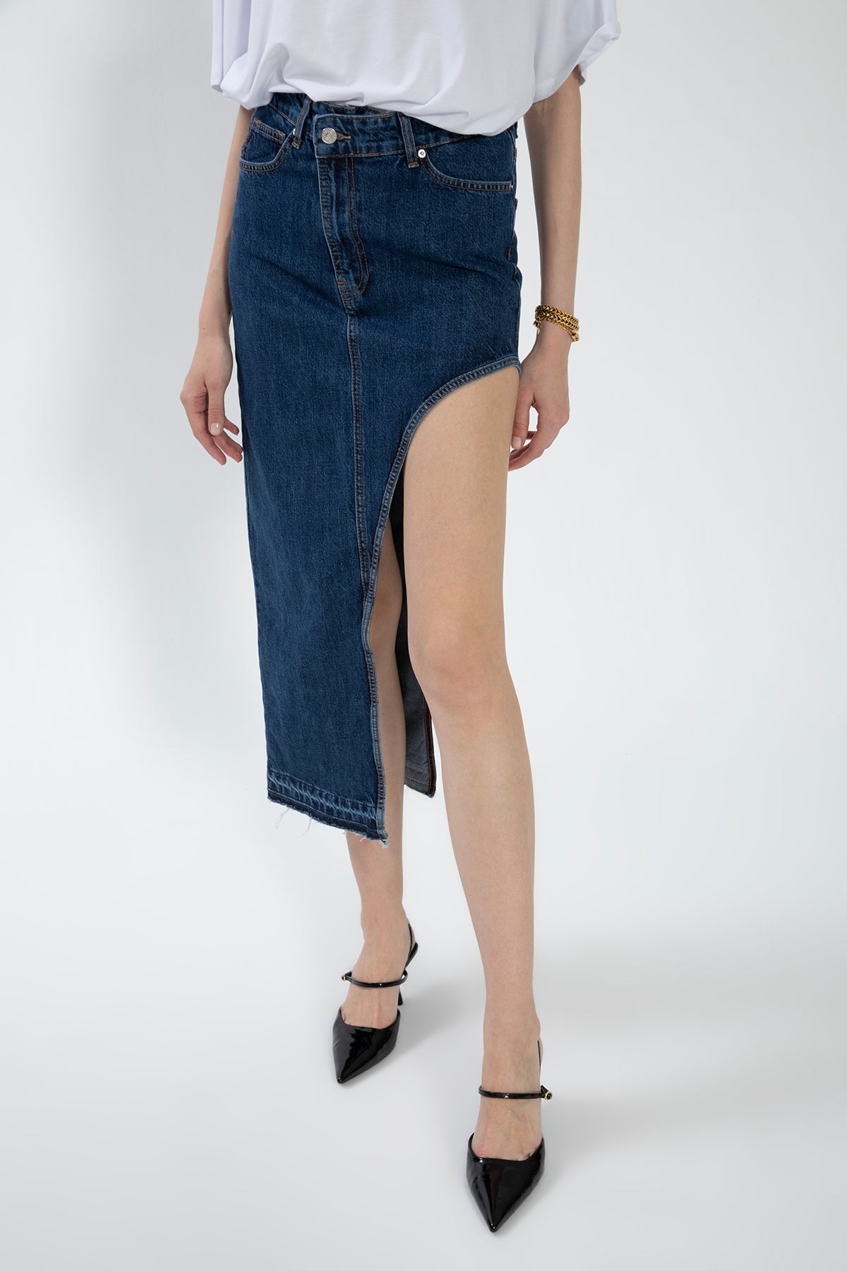 Cut Out Denim Skirt